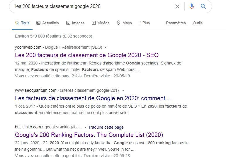 exemple resulat de recherche google pour un contenu pertinent