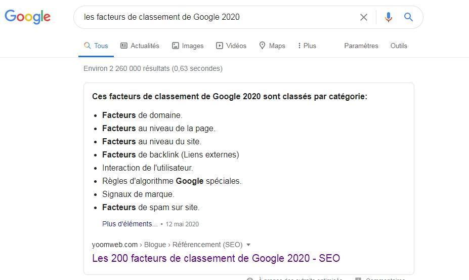 exemple resulats de recherche optimisé