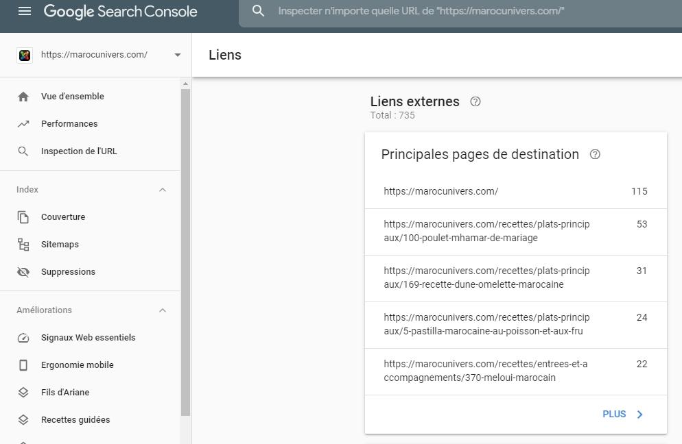 liens externes et analyse seo technique avec google search consol